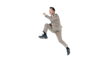 ジャンプするミドル男性ビジネスマン