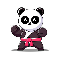 shaolin panda vector illustration in flat and minimalist style isolated on white background