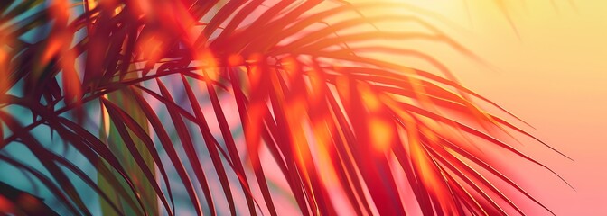 Obraz premium Summer abstract background with palm tree leaves