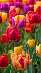 Fototapeta premium red and yellow tulips