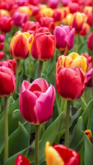 Fototapeta premium red and white tulips