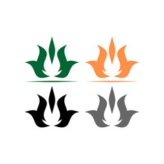  flower symbols, trident, leaves, set, trident logo collection, foundation logo, agricultural symbols