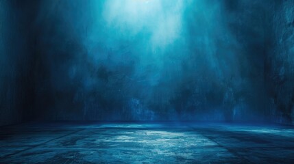 Illuminated Blue Spotlight Studio Room - Premium Gradient Floor and Wall Background for Product Display