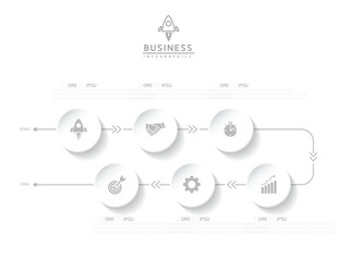 Vector infographic business presentation template with circular interconnection with 6 options.