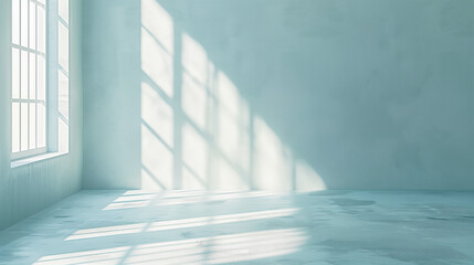 Obraz premium blue wall with leaves casting a shadow