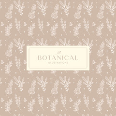 Summer Tropical Leaves Pink Blue drawn mono-line floral botanical flower background design