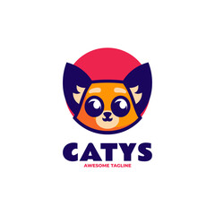 Obraz premium Vector Logo Illustration Cat Simple Mascot Style.