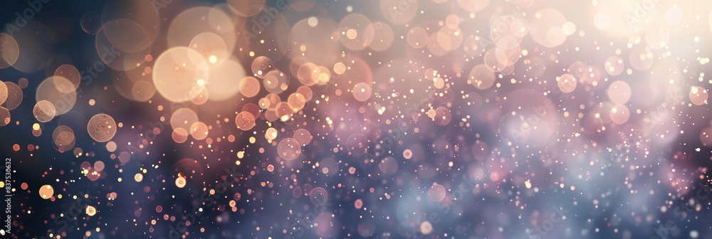Poster abstract bokeh light particles on dark background - glowing bokeh light particles in various sizes c