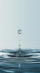 Drop of water, dripping onto a water surface