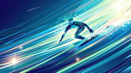 Surfer surfing on Light Speed Beam