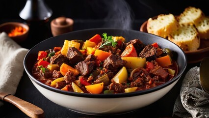 Nourishing Beef Stew with Seasonal Vegetables - A Hearty Meal Captured in Detail