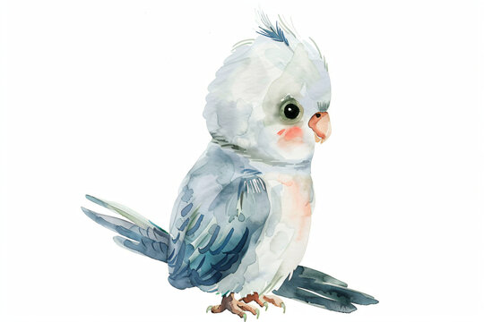 recommend clip art: Watercolor painting of a cute baby cockatiel