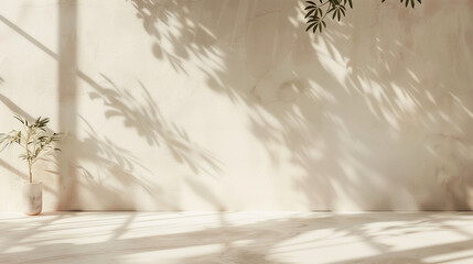 beige cream white room with shadows from trees