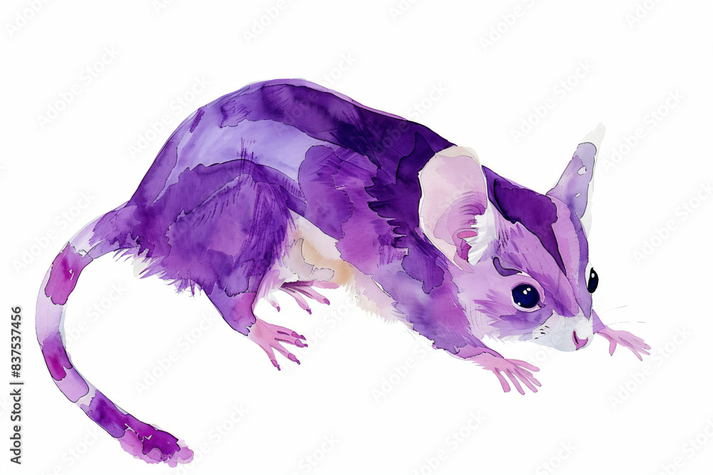 Wall mural Watercolor Purple Mouse