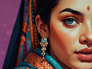 close up indian woman in sari