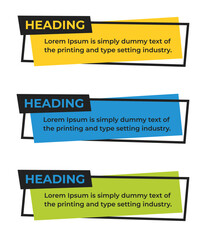 Geometric shape Heading Text box banner template set