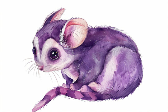 recommend clip art: Watercolor Illustration of a Cute Purple Sugar Glider