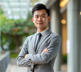 Business man photo with office background