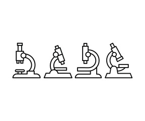 microscope microbiology icon symbol vector design simple line clipart black white modern style flat illustration collections sets 