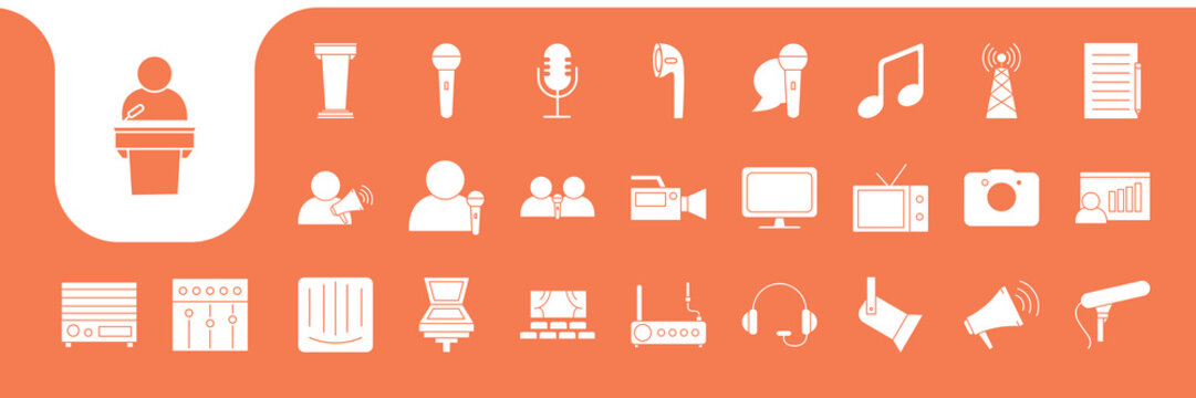 announcer flat icons set design vector