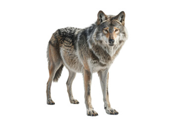 Fototapeta premium Gray wolf standing on a black background