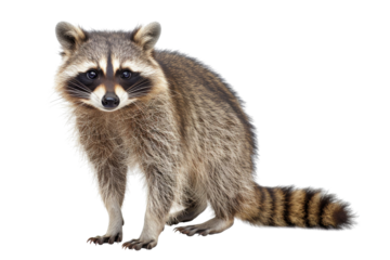 Raccoon Standing on Black Background