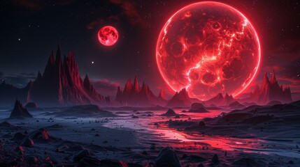Fototapeta premium Blood Moon in the Night Sky