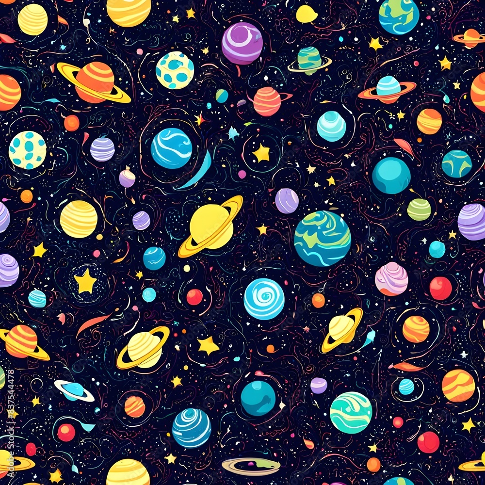 Poster galaxy various planet patterns background screen