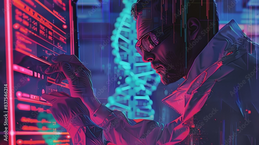 Poster person manipulating digital data with blurred face - cybersecurity concept showing blurred individua