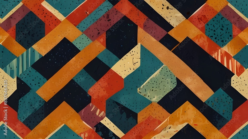 Poster retro seamless pattern. trendy colors and texture generative ai