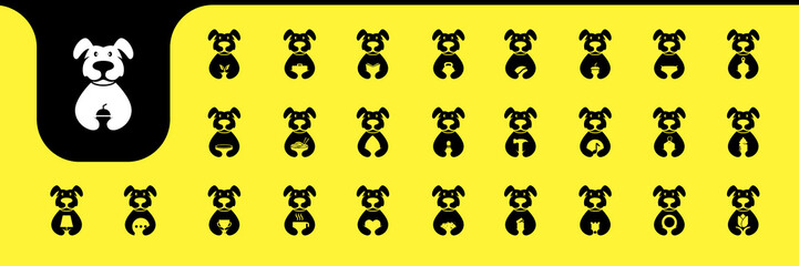 pet dog labrador retriever cute flat icons set design vector