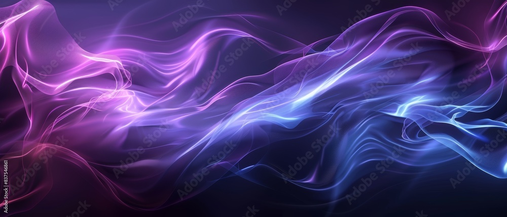 Poster abstract flowing colorful smoke on dark background - vibrant purple and blue swirls creating a dynam