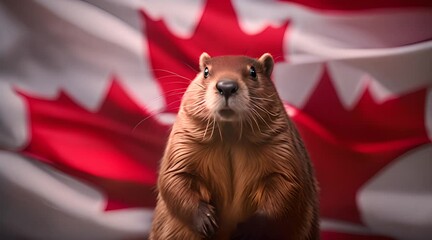 Beaver and National Banner. Canadian Symbolism - Powered by Adobe