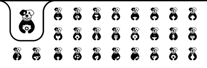 Obraz premium dog pet cute icons set collection design vector