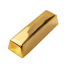 Shiny gold bar isolated on a transparent background, symbolizing wealth, luxury, and investment opportunities in precious metals.