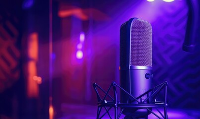 Sound gear in an open studio, microphone included