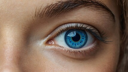 wonderful nature design of the full open human  blue eye close-up macro photo