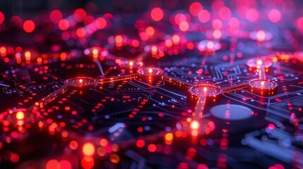 Obraz premium Blockchain-based financial system visualized as interconnected glowing nodes