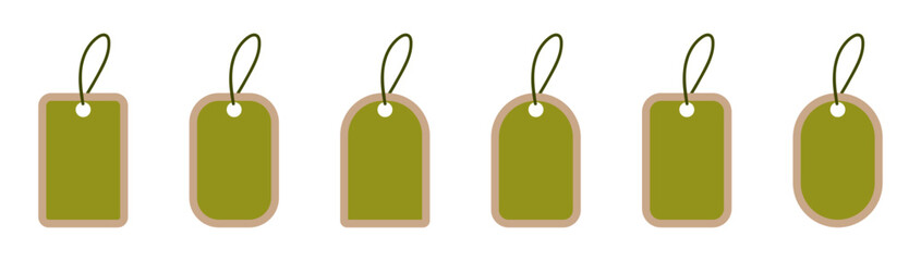 Eco price label or bio paper badges set. Emblem product price shop isolated on white background