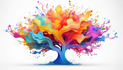 カラフルな色の木のイラスト
