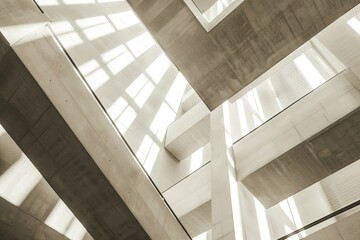 Obraz premium Clean and airy minimalistic architectural background banner with simple geometric designs and abundant natural light