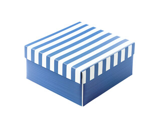 A blue and white striped gift box with a removable lid, perfect for packaging, storage, or as a decorative item.