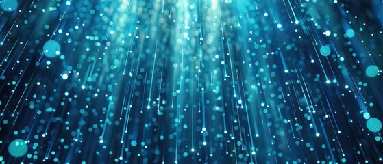 Fototapeta premium Pastel blue rain lines text on a dark dotted backdrop, creating a serene, mysterious atmosphere