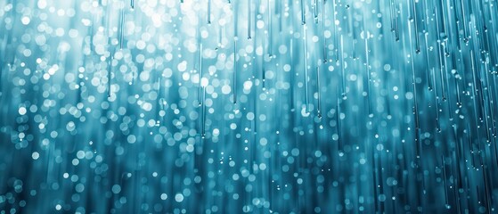 Pastel blue rain lines text on a dark dotted backdrop, creating a serene, mysterious atmosphere