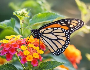 Obraz premium butterfly on flower beauty, bug, colorful, close-up, flowers, beautiful, yellow, wildlife