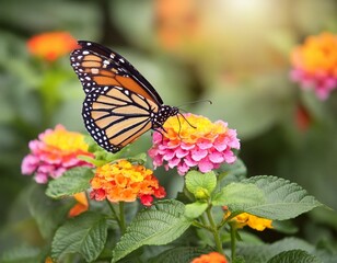 Obraz premium butterfly on flower fly, wing, bug, macro, colorful, feeding, flowers, beautiful, wildlife, close-up, plant