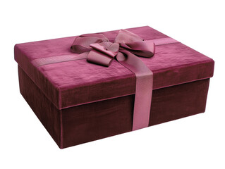 Elegant maroon gift box with a pink ribbon and bow, perfect for special occasions, holidays, and celebration gifts.
