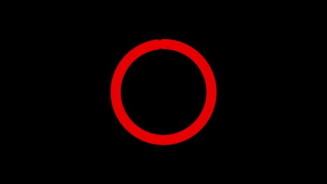 Red circle animation on black background. circle line animation