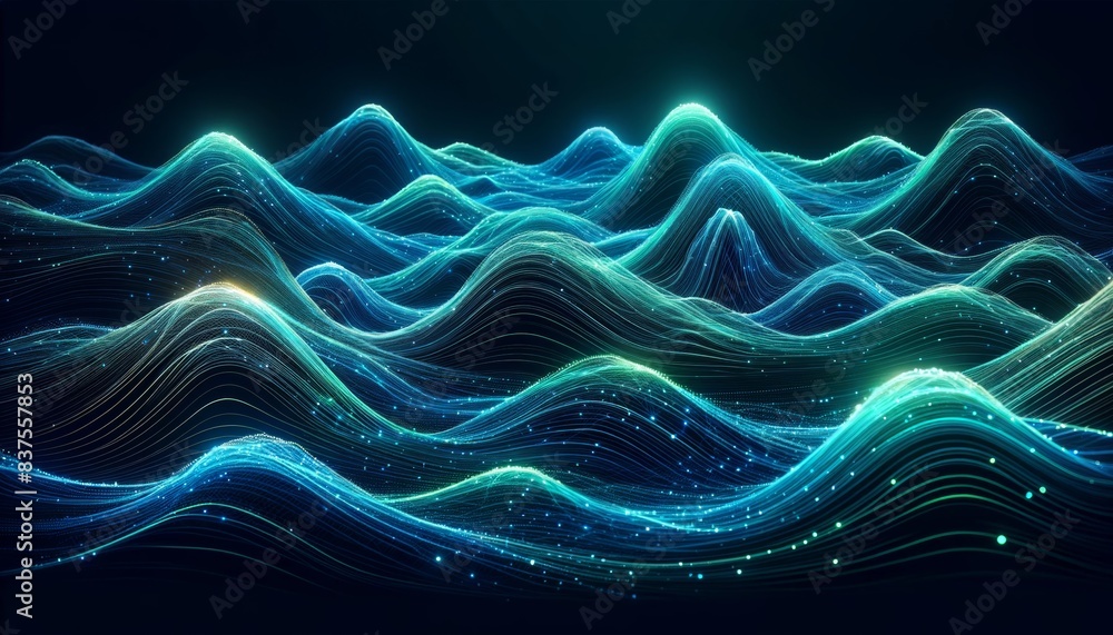 Aufkleber here is the image titled abstract blue wave flowing dynamically against a black background