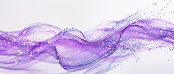 purple wavy glittering stream of water on white background